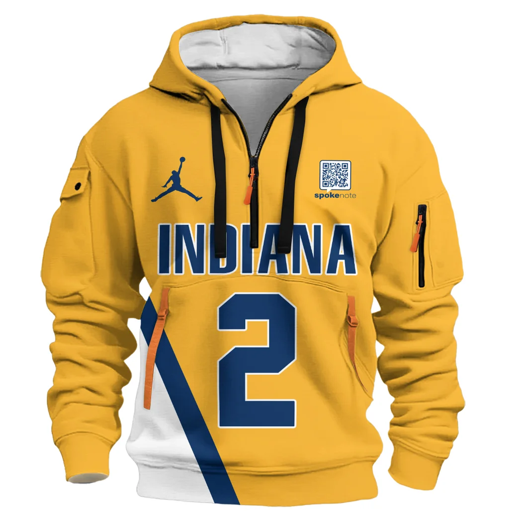 Everyday Hoodie Half Zipper, Athletic-Inspired Logo HVN1026 - Image 2