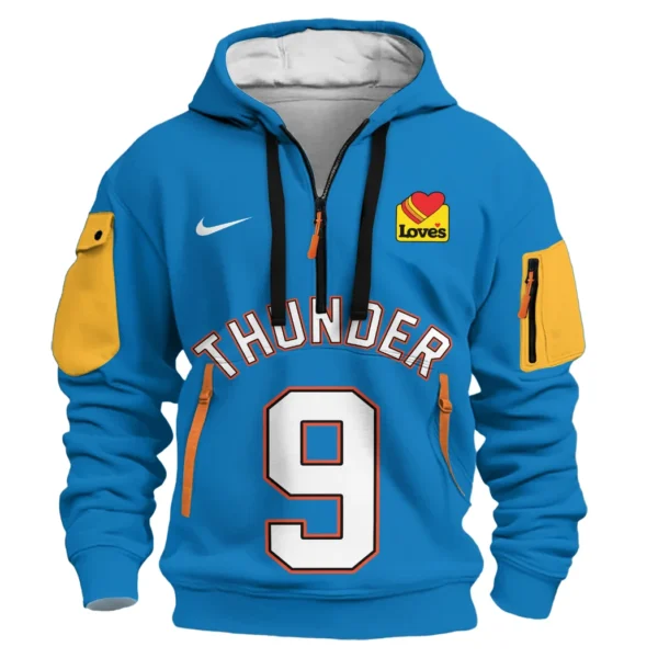 Athletic Half-Zip Hoodie, Team-Style Logo Print Hoodie Gift For Football Fans HVN1026 - Image 2