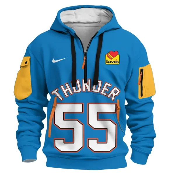 Lightweight Sports Hoodie Half Zipper, Unique Logo Print HVN1026 - Image 2