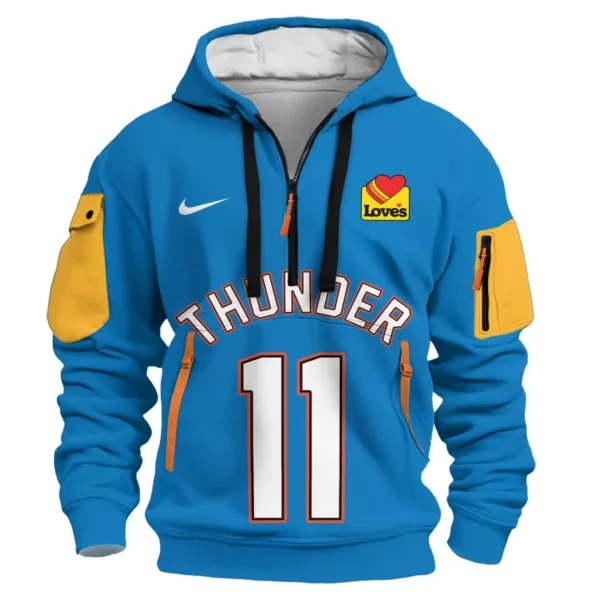 Street-Style Hoodie Half Zipper, Modern Sports Logo HVN1026 - Image 2