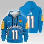 Street-Style Hoodie Half Zipper, Modern Sports Logo HVN1026