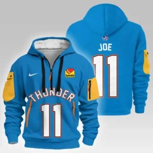Street-Style Hoodie Half Zipper, Modern Sports Logo HVN1026