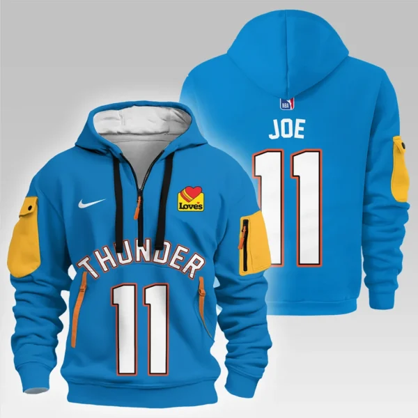 Street-Style Hoodie Half Zipper, Modern Sports Logo HVN1026