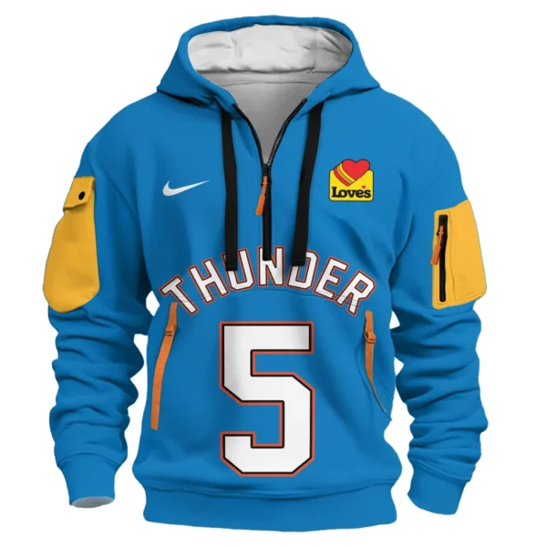 Athletic Half-Zip Hoodie, Team-Style Logo Print Hoodie Gift For Football Fans HVN1026 - Image 2
