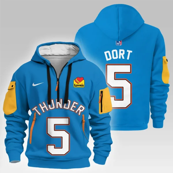 Athletic Half-Zip Hoodie, Team-Style Logo Print Hoodie Gift For Football Fans HVN1026