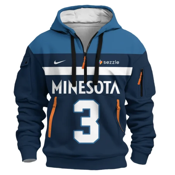 Athletic Half-Zip Hoodie, Team-Style Logo Print Hoodie Gift For Football Fans HVN1026 - Image 2