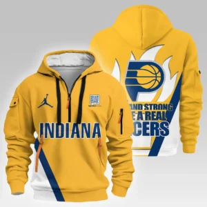 Street-Style Hoodie Half Zipper, Modern Sports Logo HVN1029
