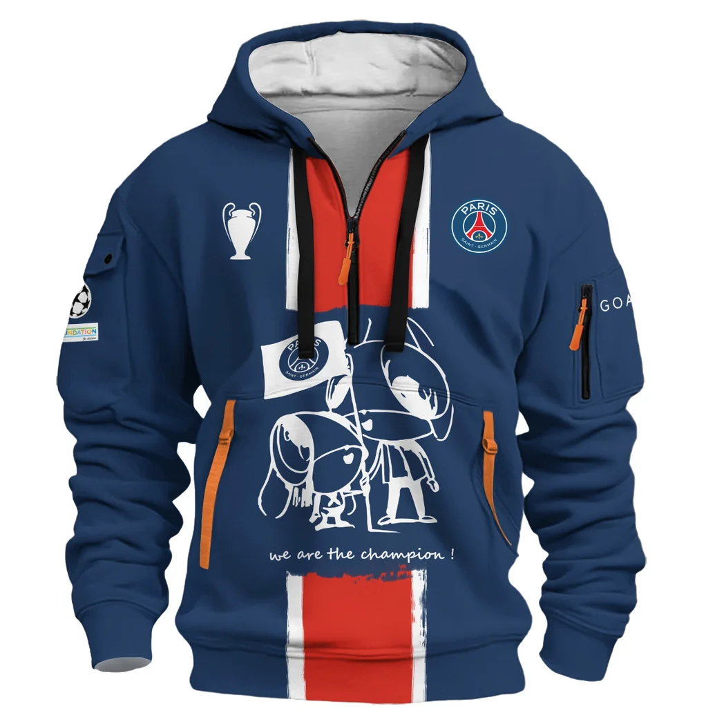 Athletic Half-Zip Hoodie, Team-Style Logo Print Hoodie Gift For Football Fans HVN1035 - Image 2