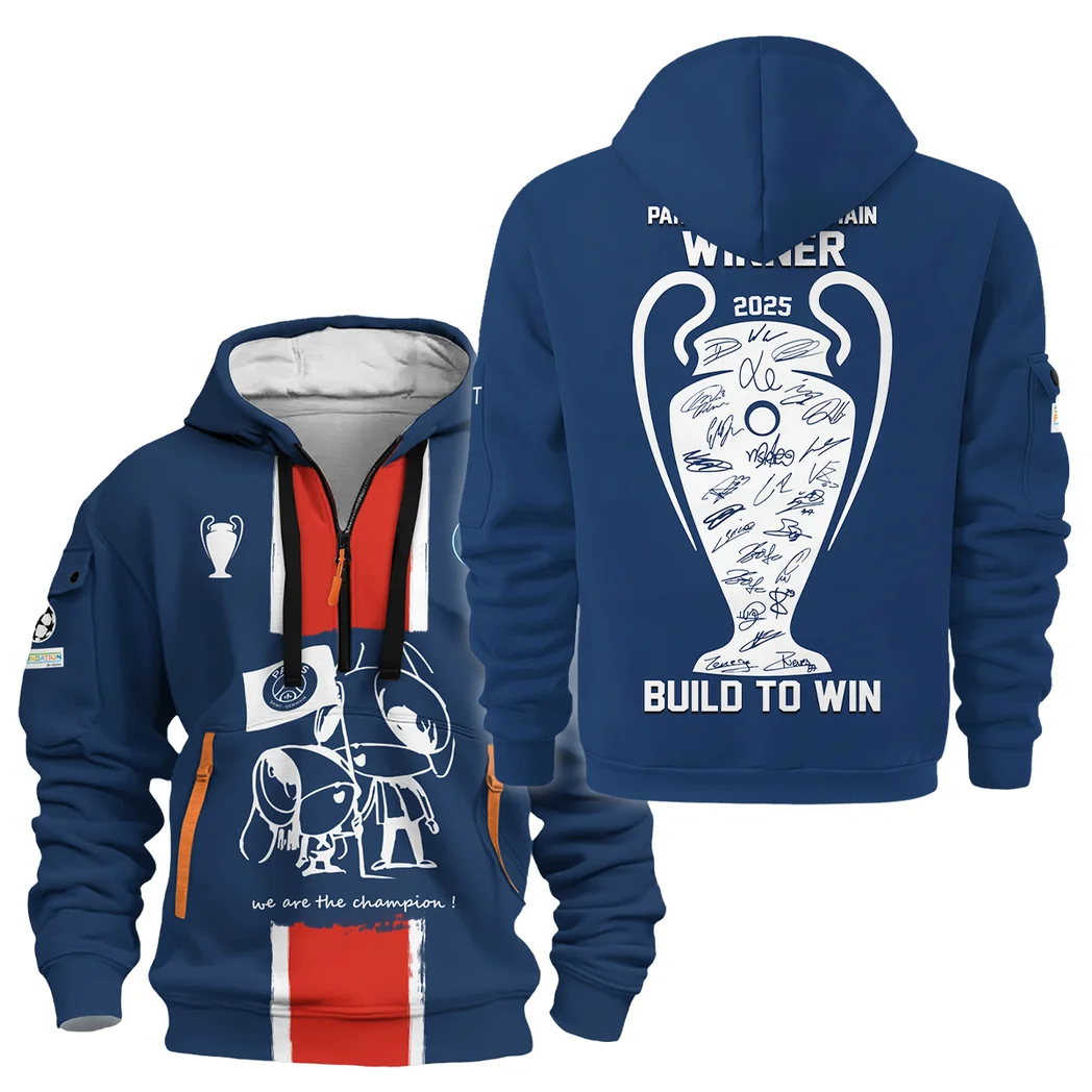 Athletic Half-Zip Hoodie, Team-Style Logo Print Hoodie Gift For Football Fans HVN1035