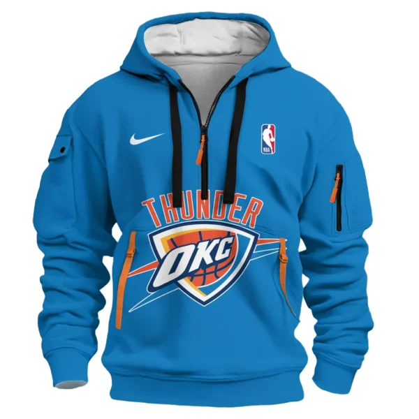 Street-Style Hoodie Half Zipper, Modern Sports Logo HVN1046 - Image 2
