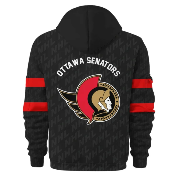Street-Style Hoodie Half Zipper, Modern Sports Logo HVN1053 - Image 3