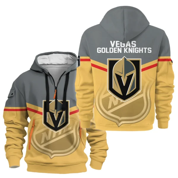Street-Style Hoodie Half Zipper, Modern Sports Logo HVN1054