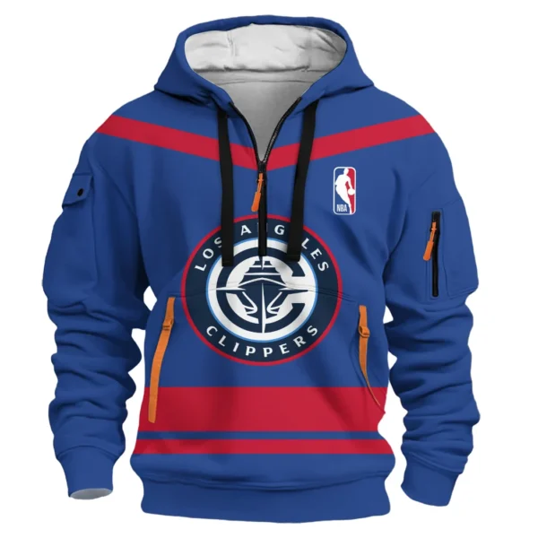 Street-Style Hoodie Half Zipper, Modern Sports Logo HVN1055 - Image 2