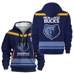 Athletic Half-Zip Hoodie, Team-Style Logo Print Hoodie Gift For Football Fans HVN1055