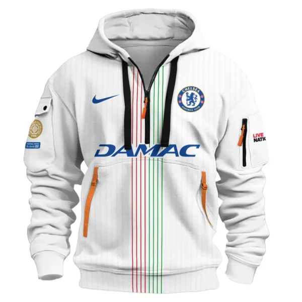Street-Style Hoodie Half Zipper, Modern Sports Logo HVN1059 - Image 2