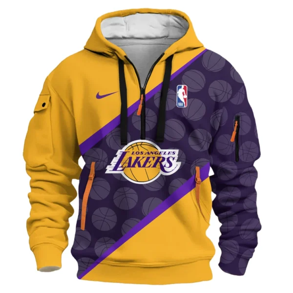 Street-Style Hoodie Half Zipper, Modern Sports Logo HVN1062 - Image 2