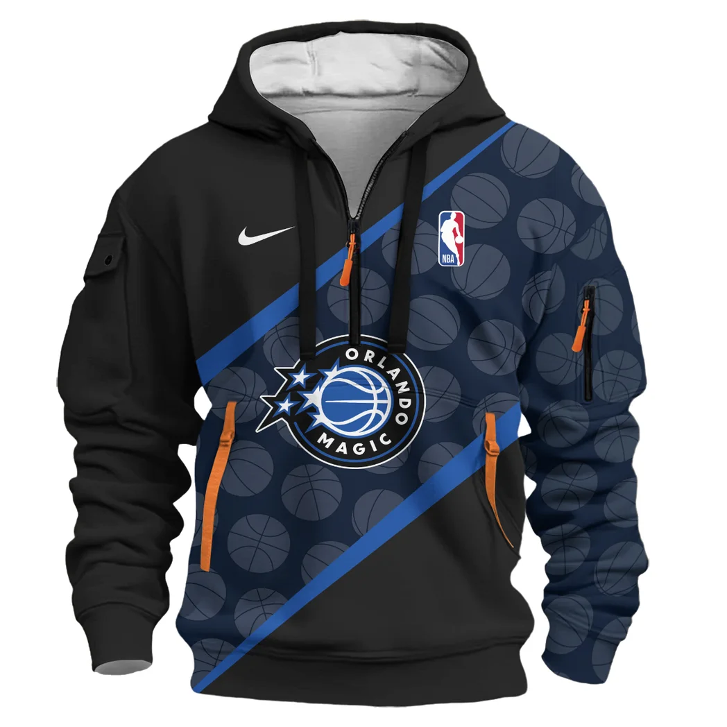 Everyday Hoodie Half Zipper, Athletic-Inspired Logo HVN1062 - Image 2