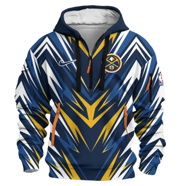 Street-Style Hoodie Half Zipper, Modern Sports Logo HVN1063 - Image 2