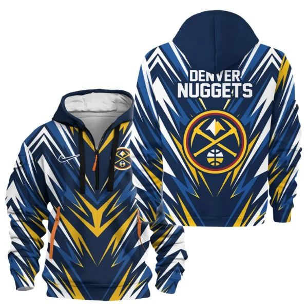 Street-Style Hoodie Half Zipper, Modern Sports Logo HVN1063