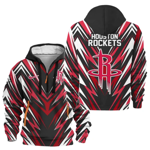 Athletic Half-Zip Hoodie, Team-Style Logo Print Hoodie Gift For Football Fans HVN1063