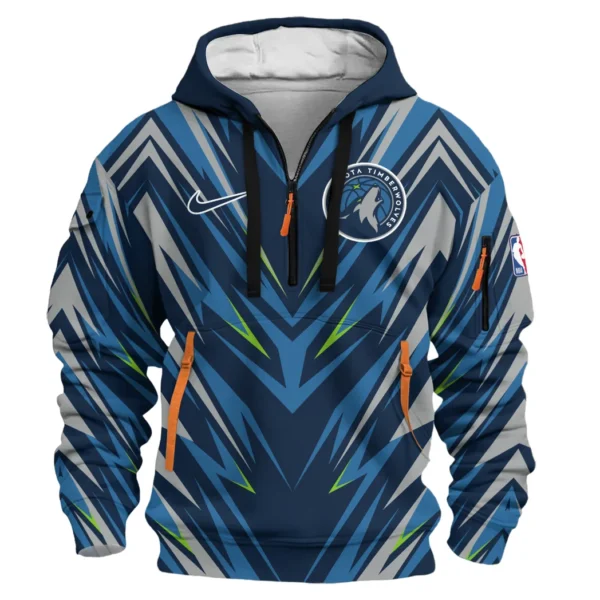 Street-Style Hoodie Half Zipper, Modern Sports Logo HVN1063 - Image 2