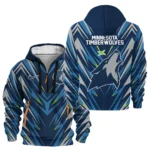 Street-Style Hoodie Half Zipper, Modern Sports Logo HVN1063
