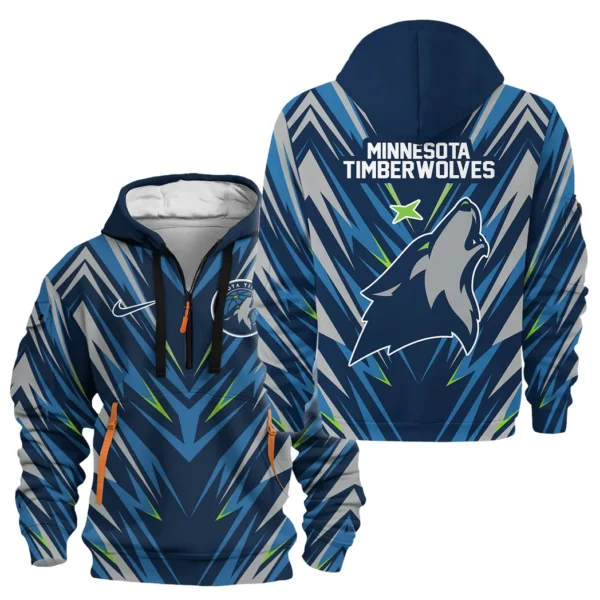Street-Style Hoodie Half Zipper, Modern Sports Logo HVN1063