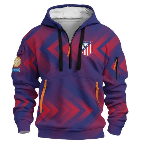 Street-Style Hoodie Half Zipper, Modern Sports Logo HVN1064 - Image 2