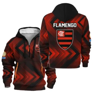 Street-Style Hoodie Half Zipper, Modern Sports Logo HVN1064