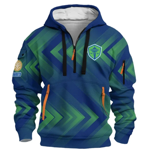 Athletic Half-Zip Hoodie, Team-Style Logo Print Hoodie Gift For Football Fans HVN1064 - Image 2