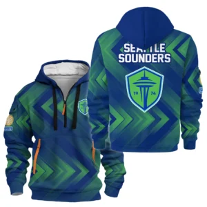 Athletic Half-Zip Hoodie, Team-Style Logo Print Hoodie Gift For Football Fans HVN1064