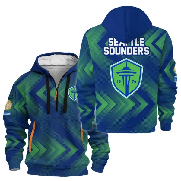 Athletic Half-Zip Hoodie, Team-Style Logo Print Hoodie Gift For Football Fans HVN1064