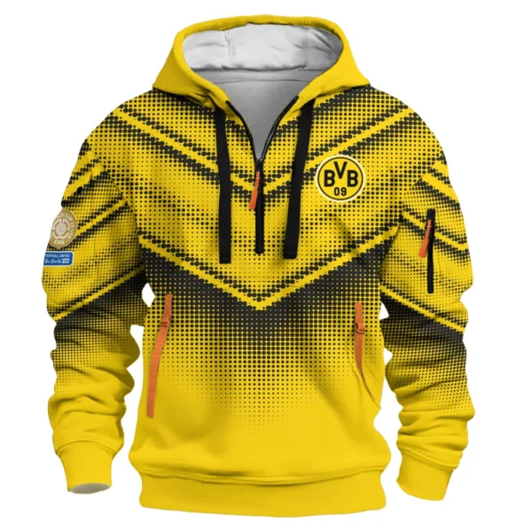 Street-Style Hoodie Half Zipper, Modern Sports Logo HVN1065 - Image 2