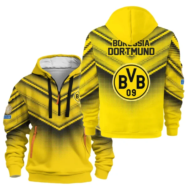 Street-Style Hoodie Half Zipper, Modern Sports Logo HVN1065