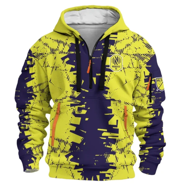 Athletic Half-Zip Hoodie, Team-Style Logo Print Hoodie Gift For Football Fans HVN1066 - Image 2