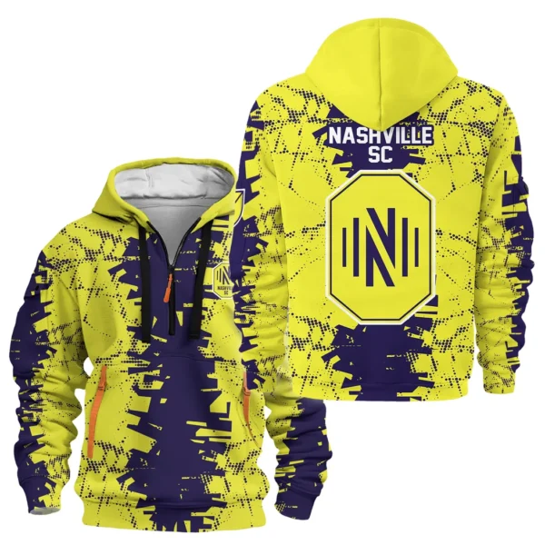 Athletic Half-Zip Hoodie, Team-Style Logo Print Hoodie Gift For Football Fans HVN1066