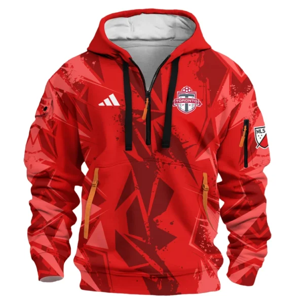 Athletic Half-Zip Hoodie, Team-Style Logo Print Hoodie Gift For Football Fans HVN1068 - Image 2