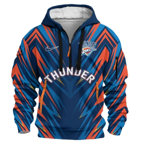 Street-Style Hoodie Half Zipper, Modern Sports Logo HVN1076 - Image 2