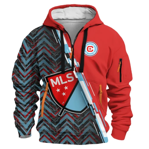 Everyday Hoodie Half Zipper, Athletic-Inspired Logo HVN1081 - Image 2
