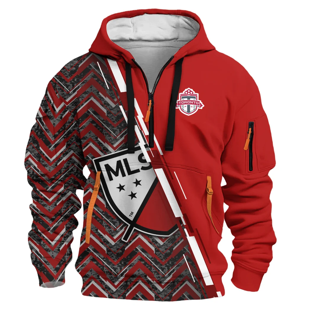 Lightweight Sports Hoodie Half Zipper, Unique Logo Print HVN1081 - Image 2