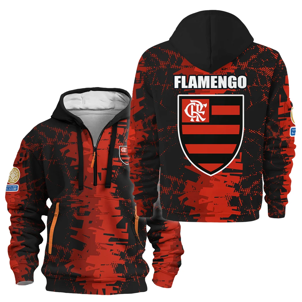 Outdoor Half-Zip Hoodie, Team Spirit Logo Design HVN1082