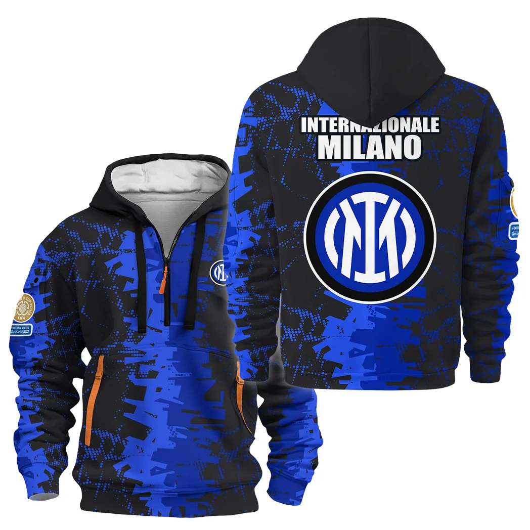 Street-Style Hoodie Half Zipper, Modern Sports Logo HVN1082