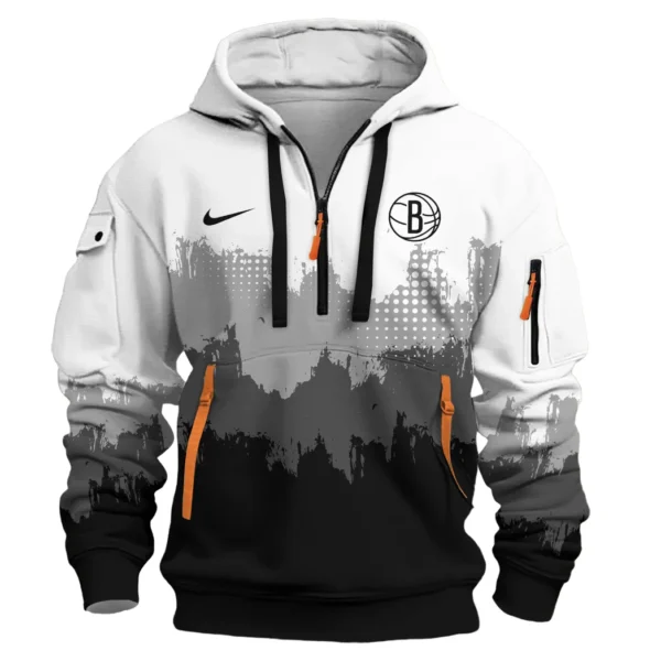 Street-Style Hoodie Half Zipper, Modern Sports Logo HVN1094 - Image 2
