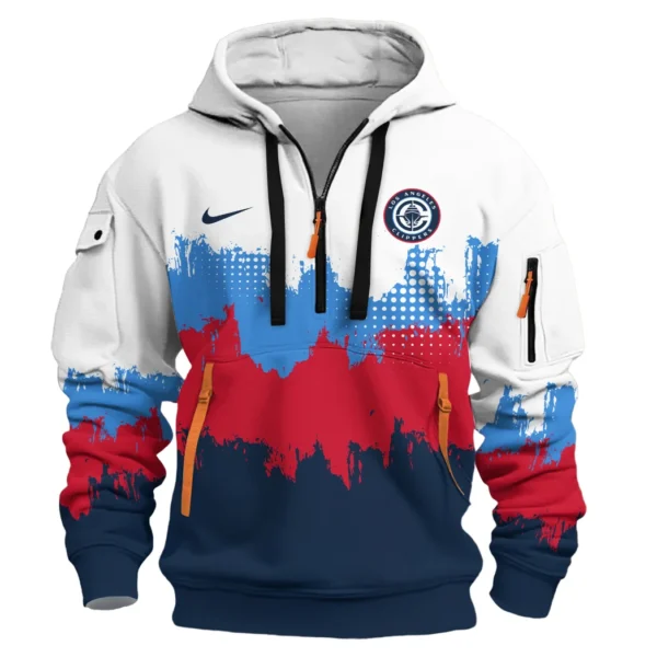 Street-Style Hoodie Half Zipper, Modern Sports Logo HVN1094 - Image 2