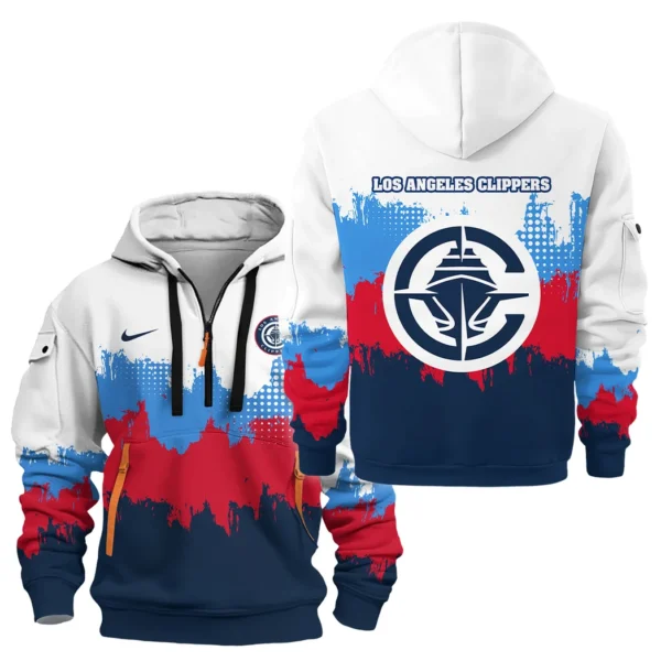 Street-Style Hoodie Half Zipper, Modern Sports Logo HVN1094