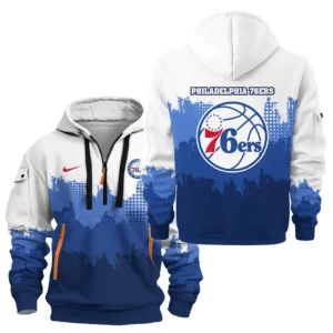 Street-Style Hoodie Half Zipper, Modern Sports Logo HVN1094