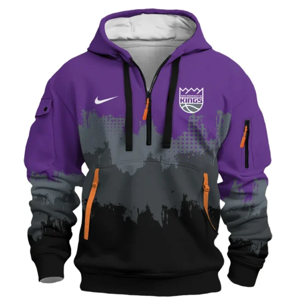 Casual Sports Hoodie Half Zipper, Modern Logo Detail Printing HVN1094 - Image 2