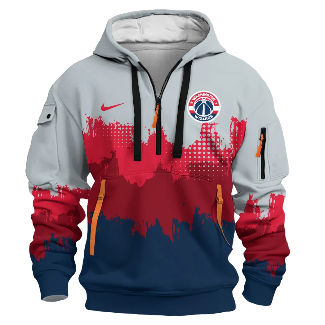 Everyday Hoodie Half Zipper, Athletic-Inspired Logo HVN1094 - Image 2