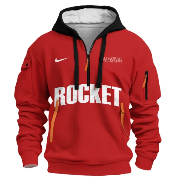 Street-Style Hoodie Half Zipper, Modern Sports Logo HVN1095 - Image 2