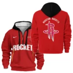 Street-Style Hoodie Half Zipper, Modern Sports Logo HVN1095